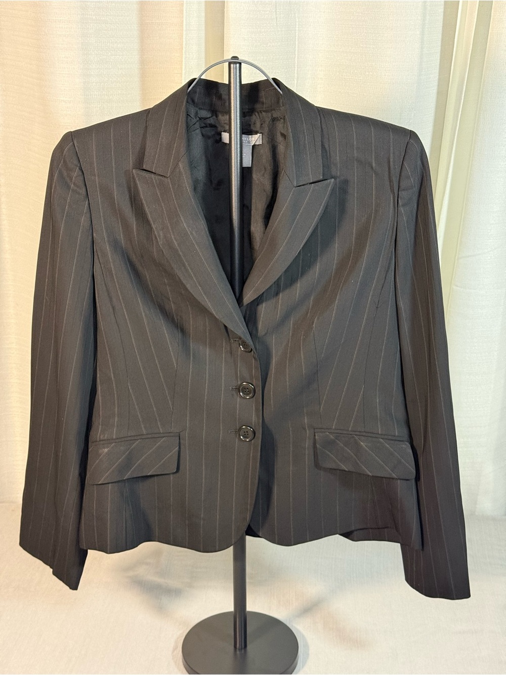Ann Taylor Black Pinstripe Tailored Blazer